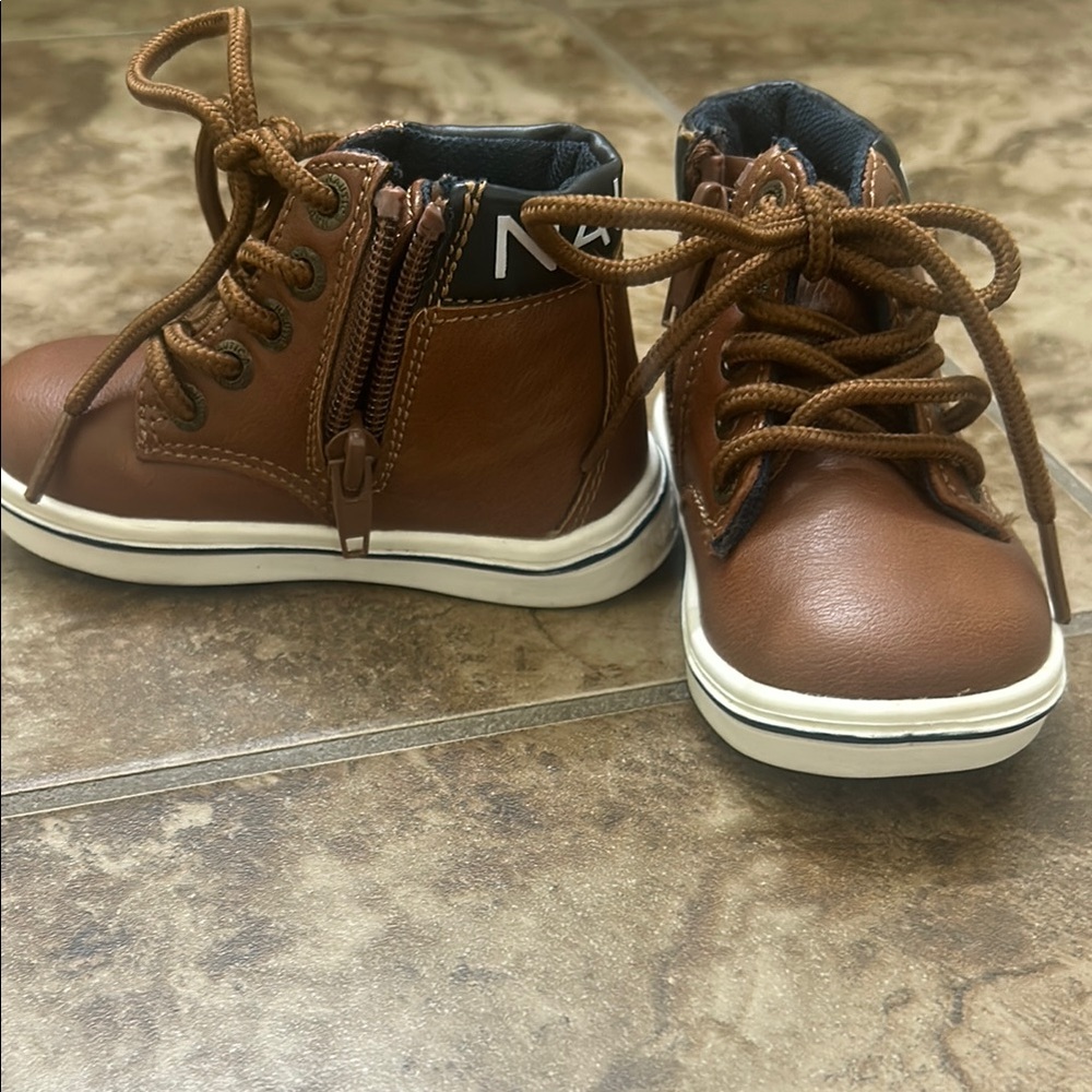 Brown Toddler Boots with Side Zipper